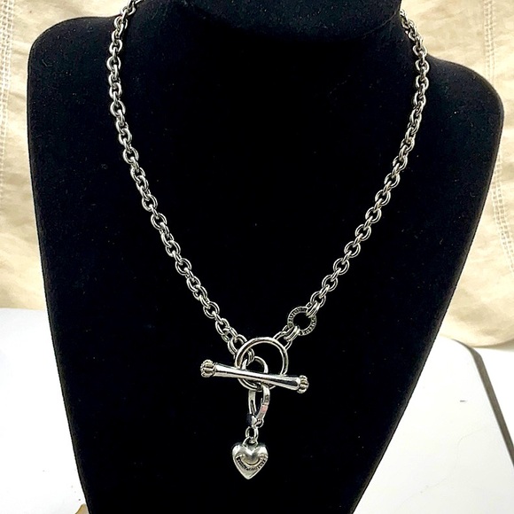 16” Juicy Couture Silver Heart Pendant Necklace Featuring A Puffy Heart. - Picture 2 of 5